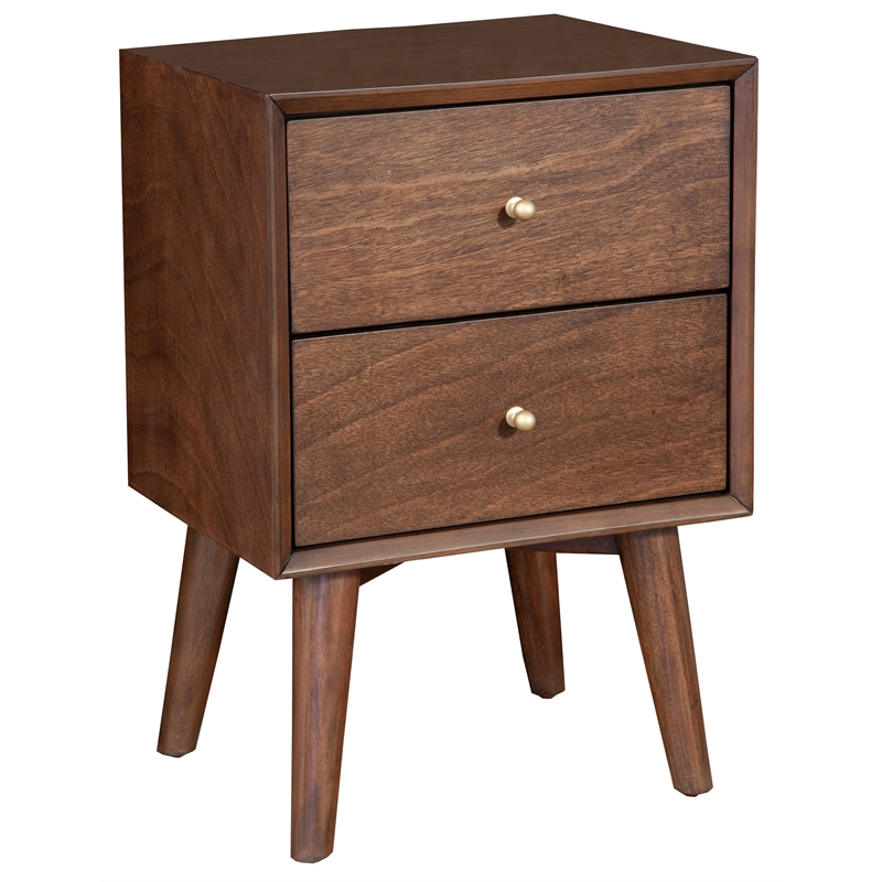 Home Square 3 Piece Set with Nightstand and 3-Drawer Accent Chest in Walnut