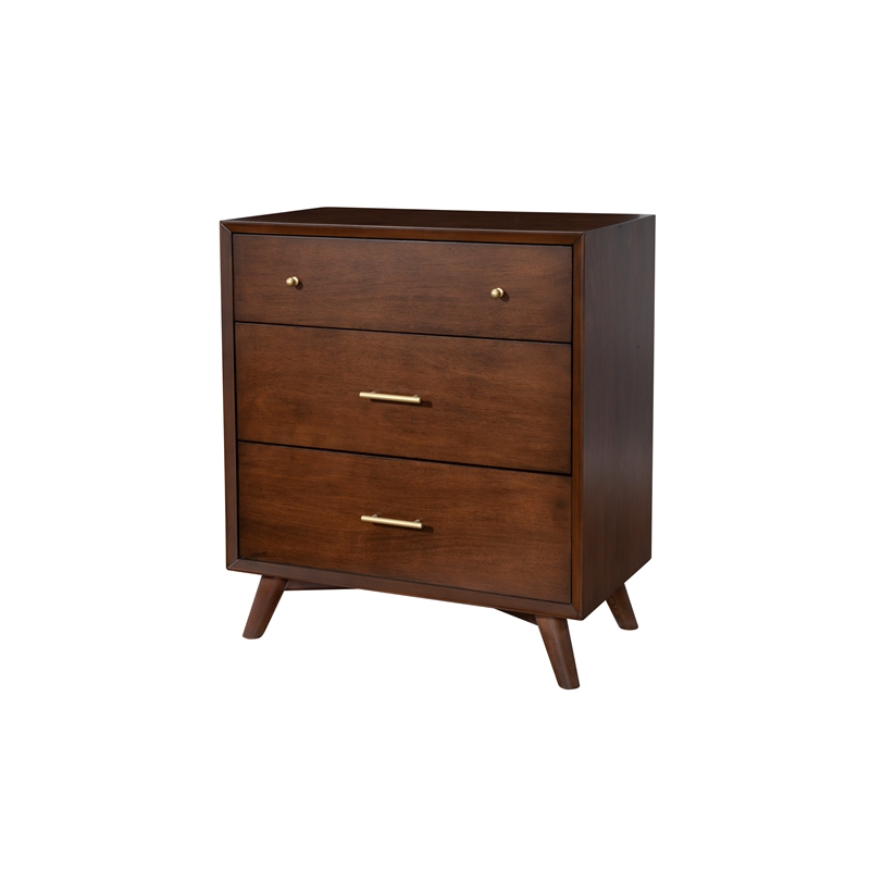 Home Square 3 Piece Set with Nightstand and 3-Drawer Accent Chest in Walnut