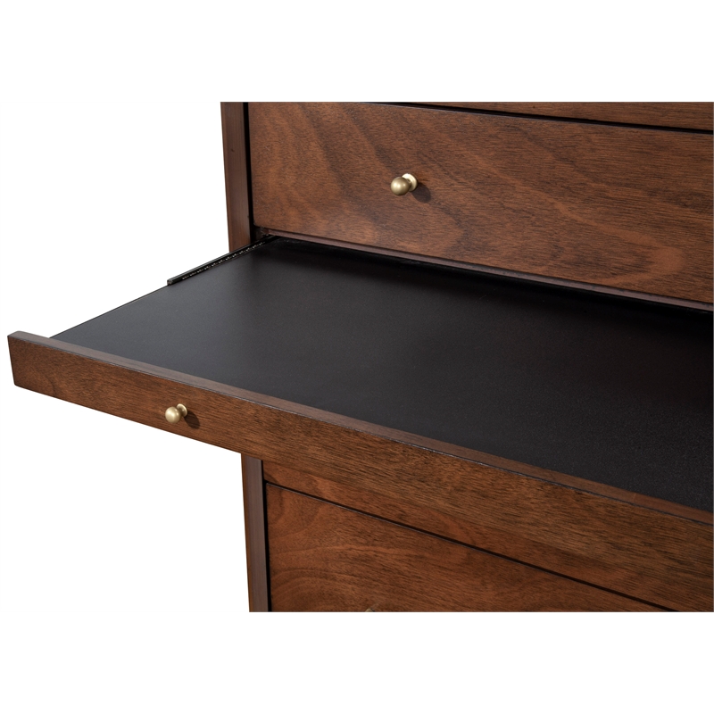 Home Square 3 Piece Set with Nightstand and 4-Drawer Accent Chest in Walnut