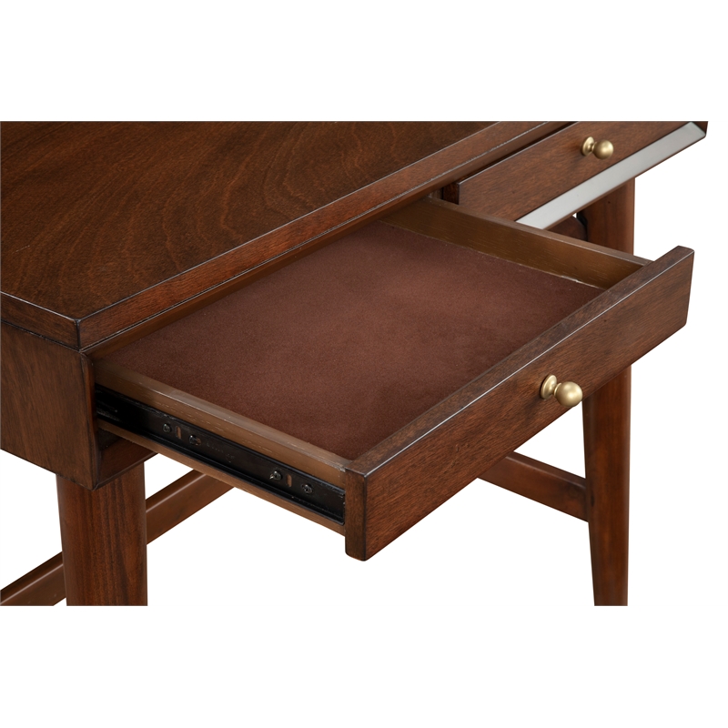 Home Square 2 Piece Furniture Set with Sideboard and 2-Drawer Desk in Walnut