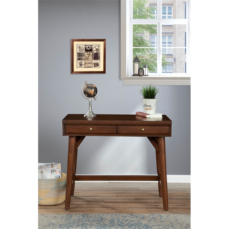 Home Square 2 Piece Furniture Set with Sideboard and 2-Drawer Desk in Walnut