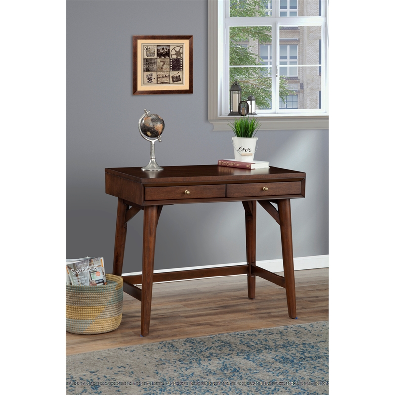 Home Square 2 Piece Furniture Set with Sideboard and 2-Drawer Desk in Walnut