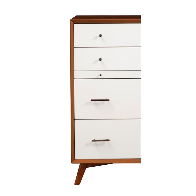 Home Square 2 Piece Furniture Set with Wood Nightstand and Chest in Acorn-White