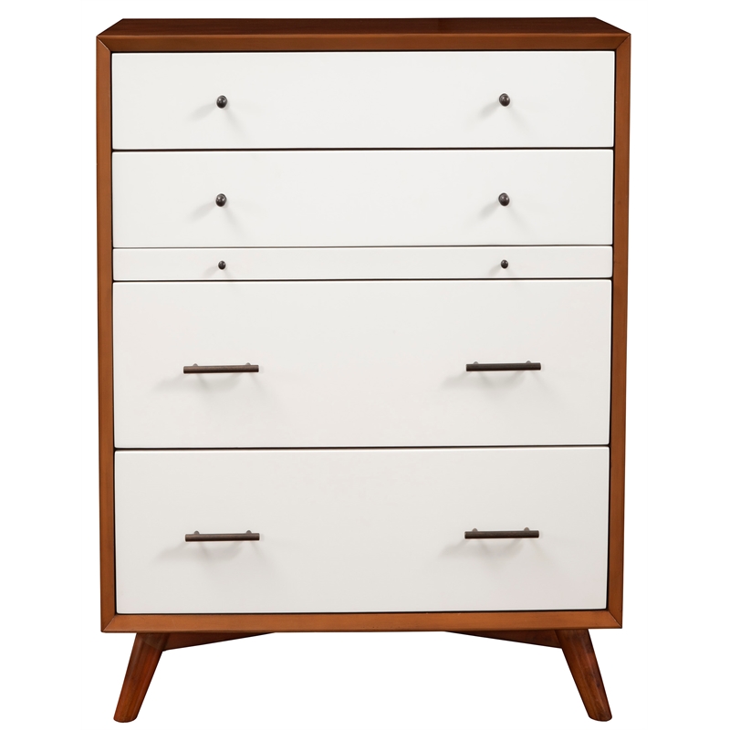 Home Square 2 Piece Furniture Set with Wood Nightstand and Chest in Acorn-White