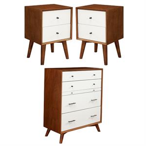 home square 3 piece furniture set with wood nightstand and chest in acorn-white