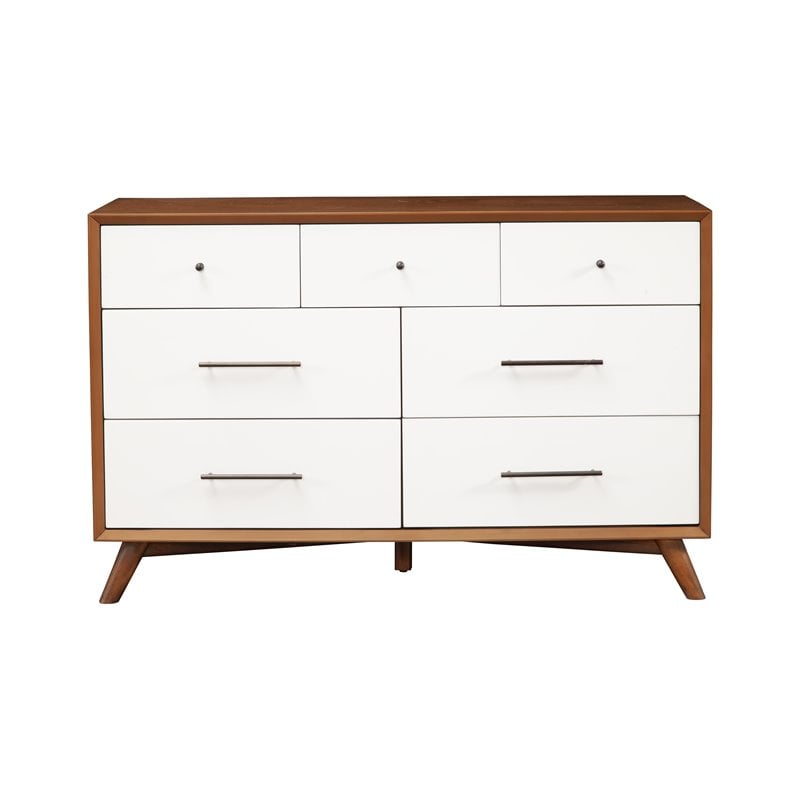 Home Square 2 Piece Furniture Set with Wood Dresser and Chest in Acorn-White