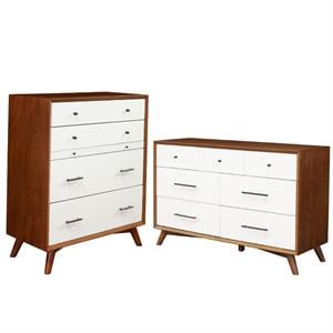 Home Square 2 Piece Furniture Set with Wood Dresser and Chest in Acorn-White