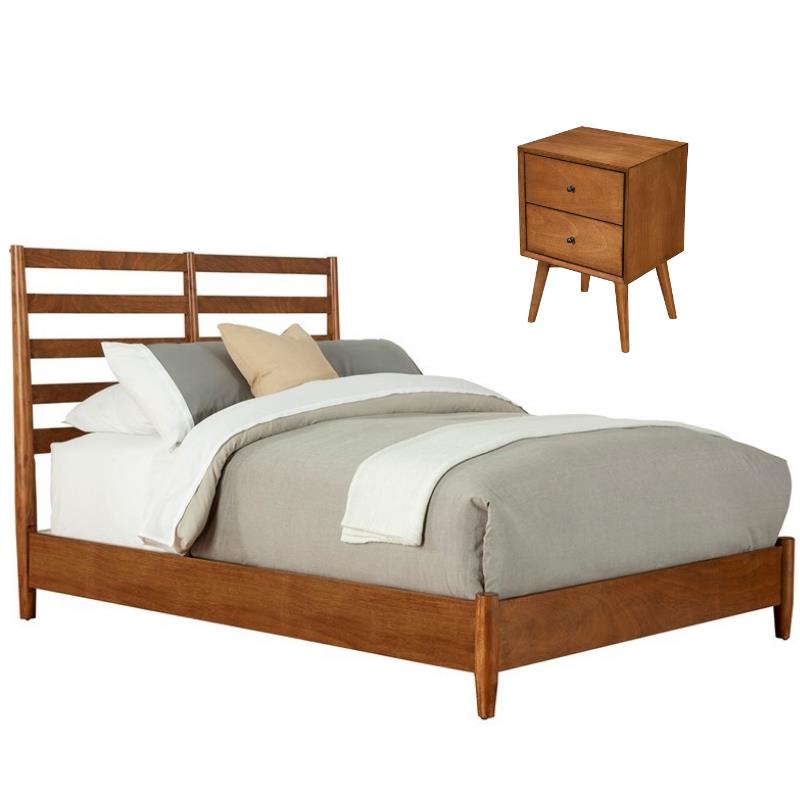 Home Square 2 Piece Set with Standard King Bed and Nightstand in Acorn Brown