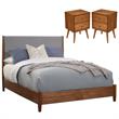 Home Square 3 Piece Set with Queen Panel Bed and Nightstand in Acorn Brown