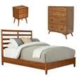 Home Square 3 Piece Set with Chest Full Wood Bed & 2-Drawer Wood Nightstand