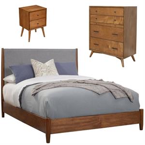 Home Square 3 Piece Set with Chest California King Wood Panel Bed & Nightstand