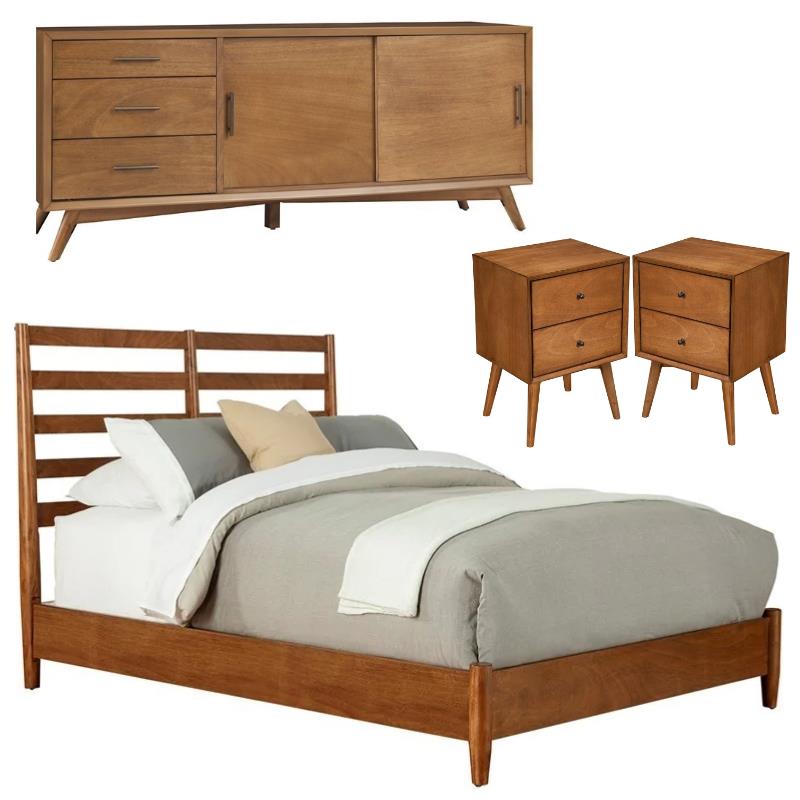 Home Square 4 Piece Furniture Set with TV Console Standard King Bed & Nightstand