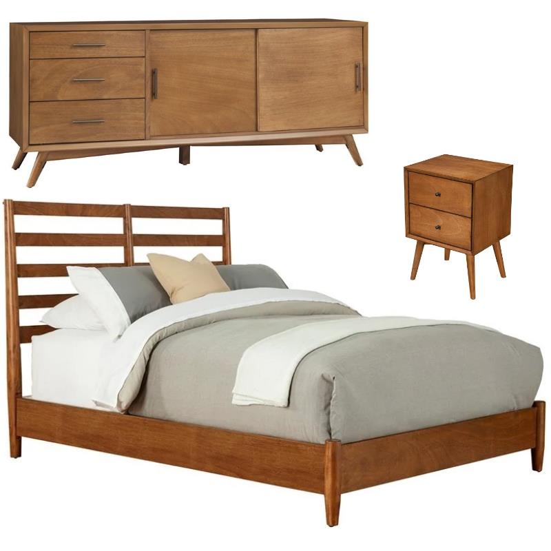 Home Square 3 Piece Furniture Set with TV Console Standard King Bed & Nightstand