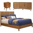 Home Square 3 Piece Set with Large TV Console King Wood Panel Bed & Nightstand