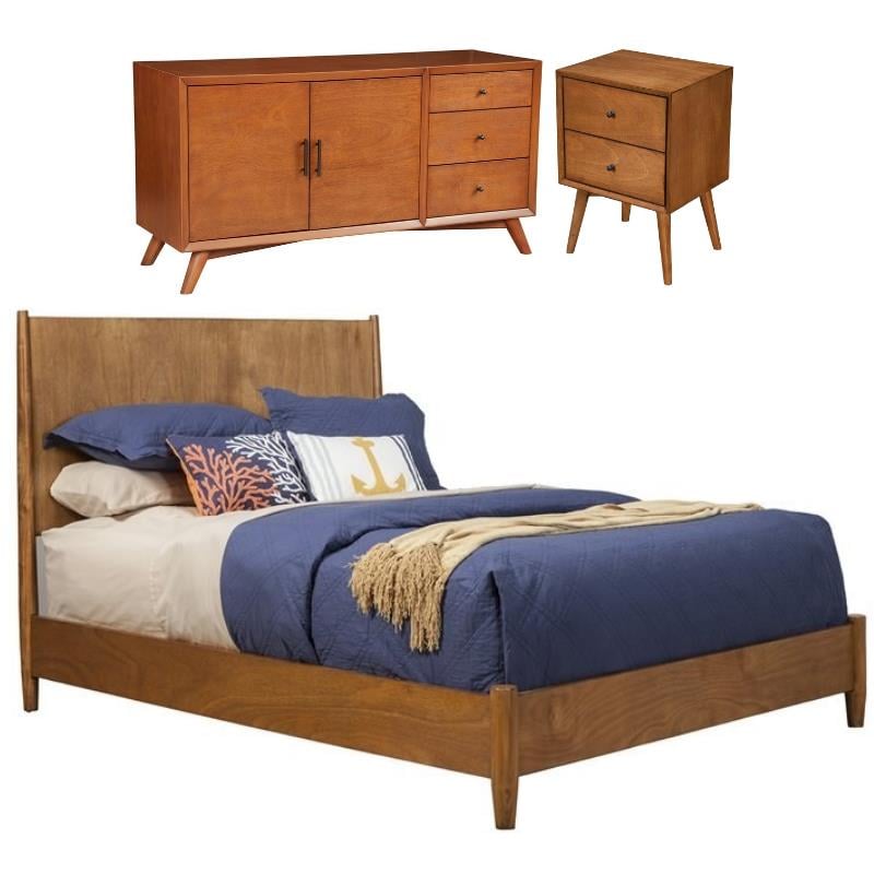 Home Square 3 Piece Set with Sideboard Full Size Panel Bed & Nightstand