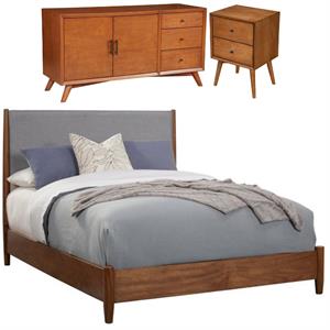 Home Square 3 Piece Set with Sideboard California King Panel Bed & Nightstand