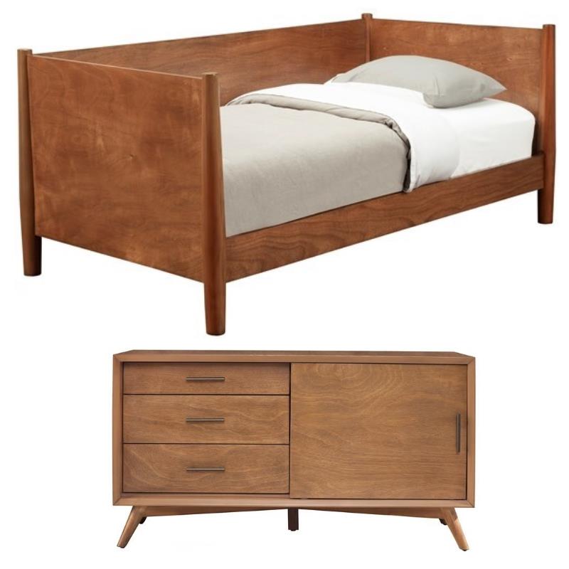 Home Square 2 Piece Furniture Set with Twin Size Day Bed and Small TV Console