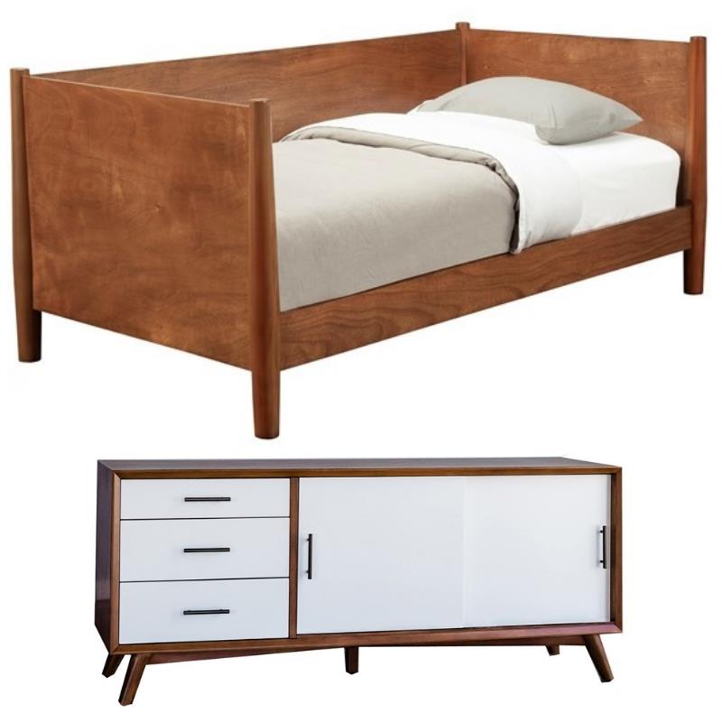 Home Square 2 Piece Furniture Set with Twin Size Day Bed and TV Console