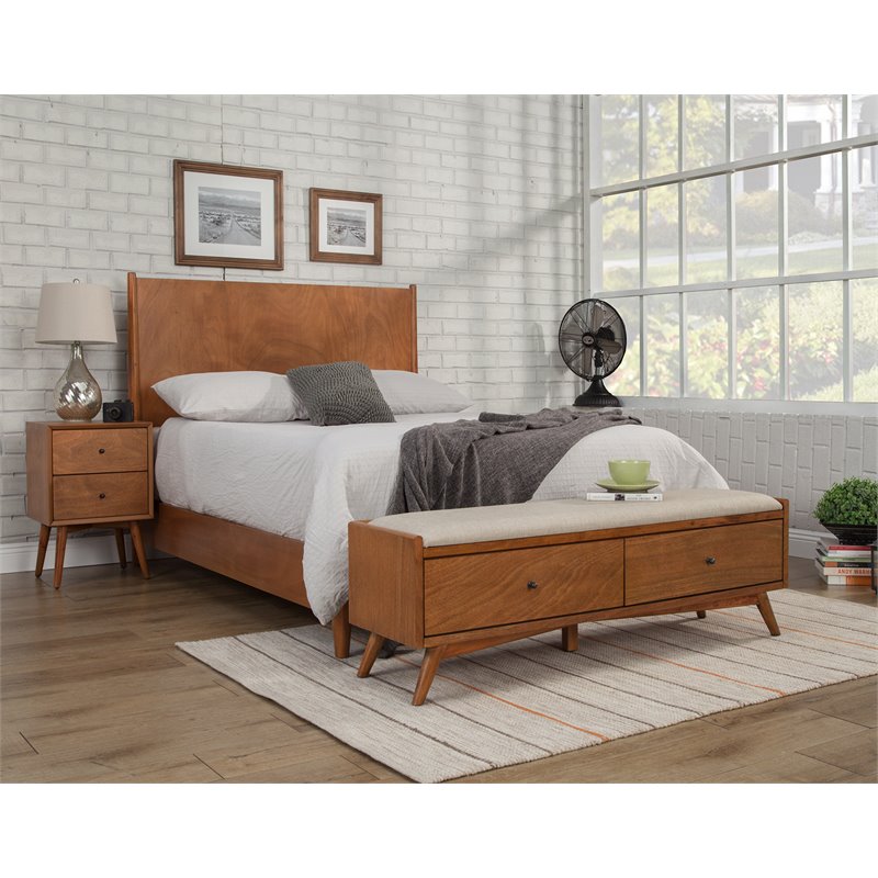 Home Square 2 Piece Furniture Set with Large Wood TV Console and Bedroom Bench