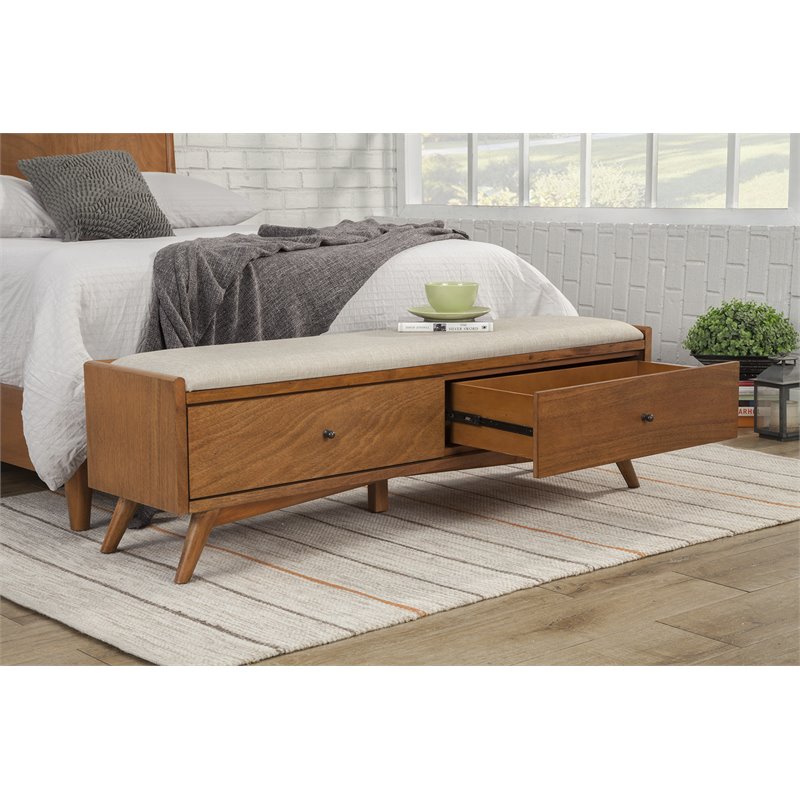 Home Square 2 Piece Furniture Set with Large Wood TV Console and Bedroom Bench