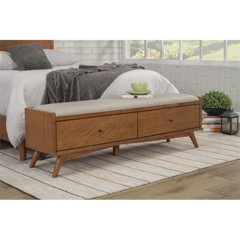 Home Square 2 Piece Furniture Set with Large Wood TV Console and Bedroom Bench