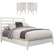 Home Square 3 Piece Set with 2-Drawer Nightstand and Full Wood Bed in White