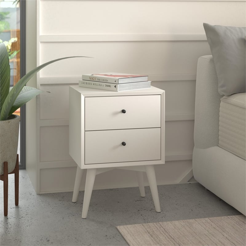 Home Square 2 Piece Set with 2-Drawer Nightstand and Twin Size Day Bed in White