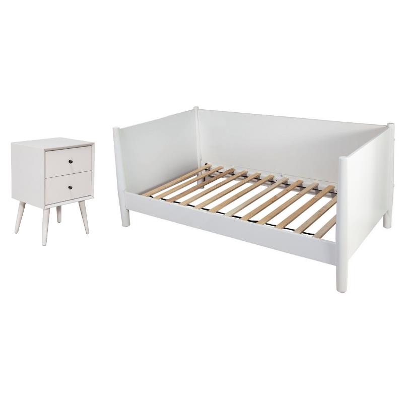 Home Square 2 Piece Set with 2-Drawer Nightstand and Twin Size Day Bed in White