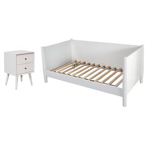 home square 2 piece set with 2-drawer nightstand and twin size day bed in white