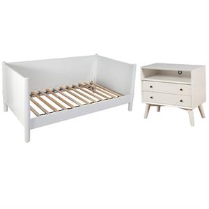 home square 2 piece set with large nightstand and twin size day bed in white