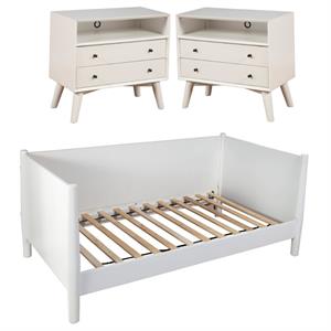 home square 3 piece set with large nightstand and twin size day bed in white
