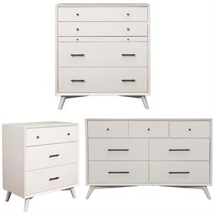 home square 3 piece set with dresser small chest & multifunction chest in white
