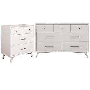 Home Square 2 Piece Furniture Set with 7-Drawer Dresser & Small Chest in White