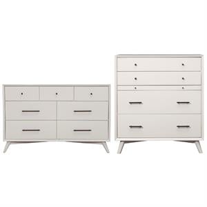 Home Square 2 Piece Set with 7-Drawer Dresser & Multifunction Chest in White