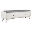 Home Square 2 Piece Set with Wood Bench and Large Wood Bar Cabinet in White