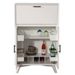 Home Square 2 Piece Set with Wood Bench and Large Wood Bar Cabinet in White