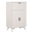 Home Square 2 Piece Set with Wood Bench and Large Wood Bar Cabinet in White