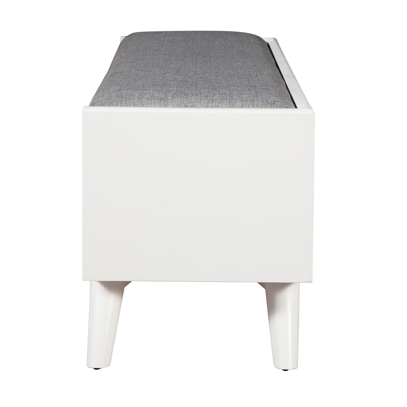 Home Square 2 Piece Set with Wood Bench and Large Wood Bar Cabinet in White