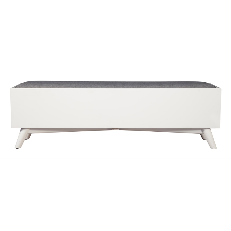 Home Square 2 Piece Set with Wood Bench and Large Wood Bar Cabinet in White