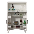 Home Square 2 Piece Set with Wood Bench and Large Wood Bar Cabinet in White
