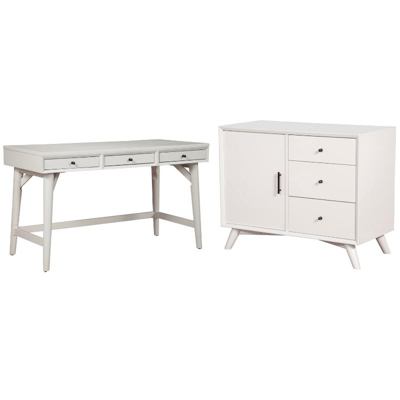 Home Square 2 Piece Furniture Set with Desk and Accent Cabinet in White
