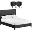 Home Square 3 Piece Set with Full Size Panel Bed & 2-Drawer Nightstand in Black
