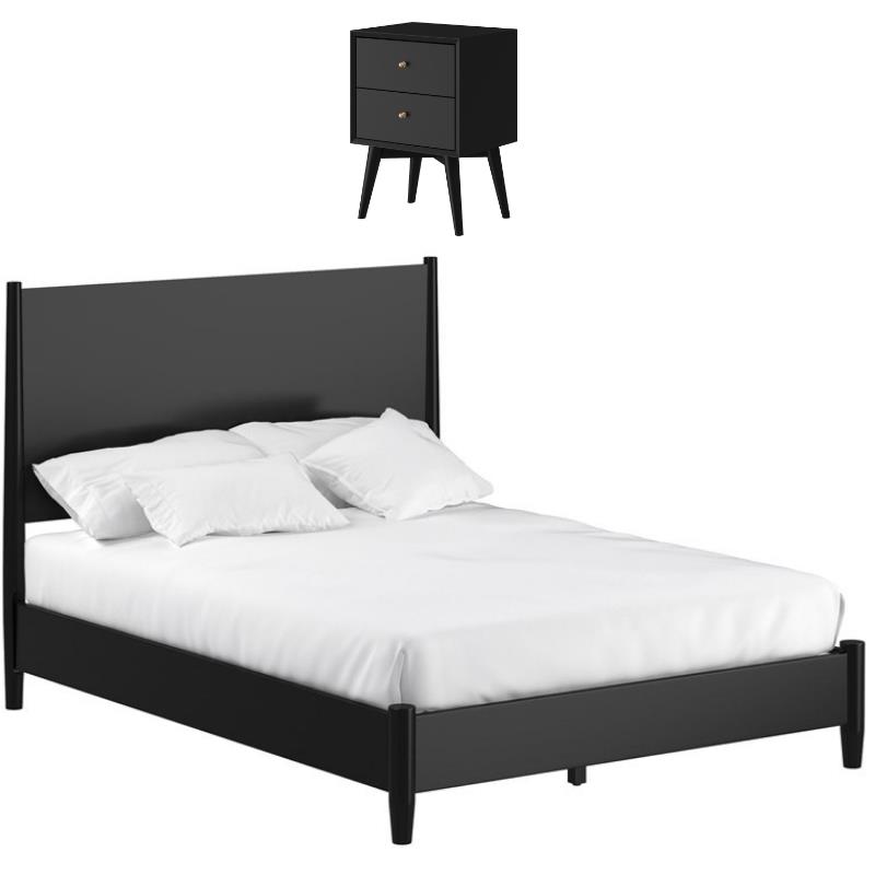 Home Square 2 Piece Set with Full Size Panel Bed and 2-Drawer Desk in White