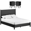 Home Square 3 Piece Set with King Panel Bed & 2-Drawer Nightstand in Black
