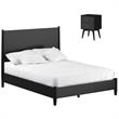 Home Square 2 Piece Set with King Panel Bed & 2-Drawer Nightstand in Black