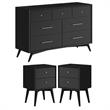 Home Square 3 Piece Set with 2-Drawer Nightstand & 7-Drawer Dresser in Black