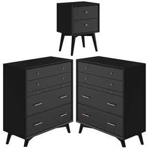 home square 3 piece set with 2-drawer nightstand & 4-drawer multifunction chest