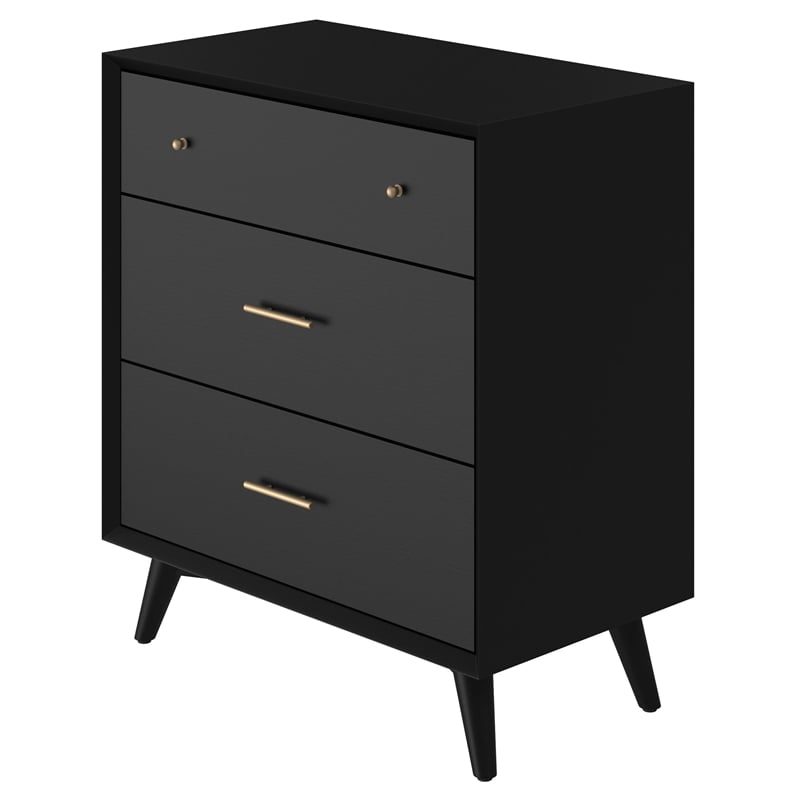 Home Square 2 Piece Set with 7-Drawer Dresser & 3-Drawer Small Chest in Black