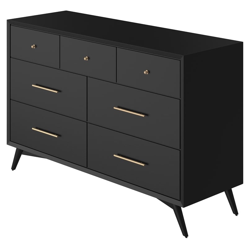 Home Square 2 Piece Set with 7-Drawer Dresser & 3-Drawer Small Chest in Black