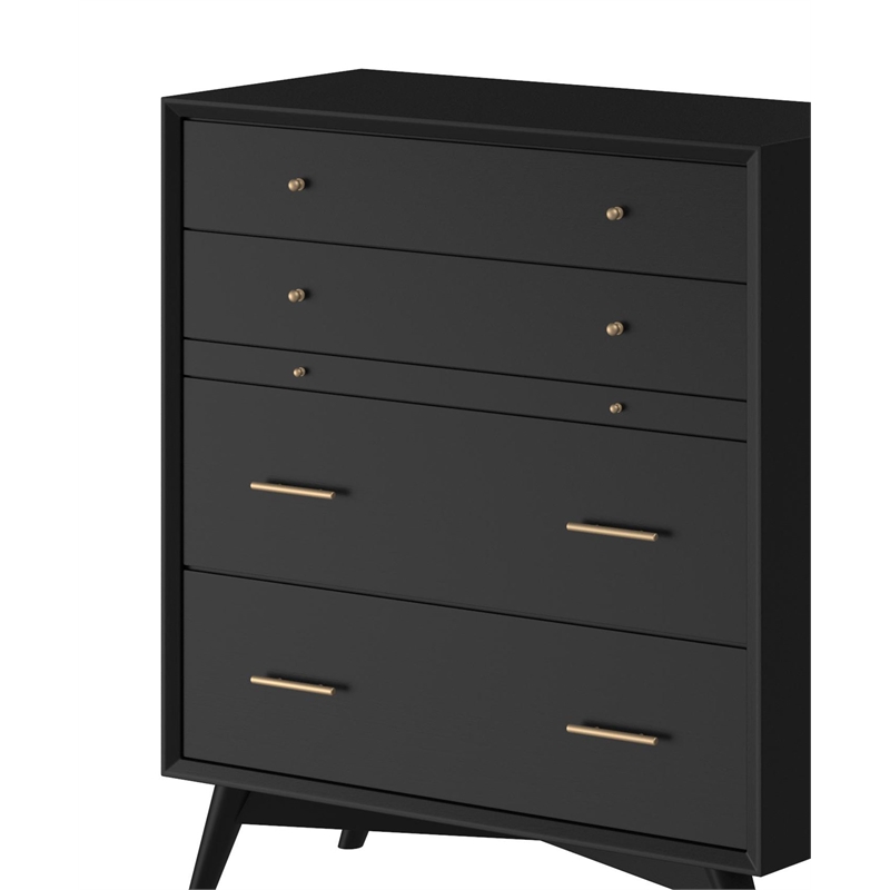 Home Square 2 Piece Set with TV Console and Multifunction Chest in Black